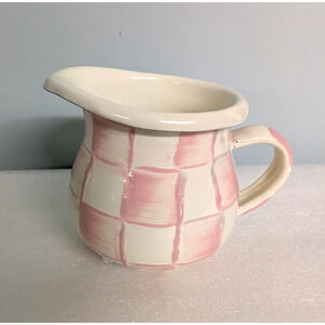 Mackenzie Childs Pink Rosy Check Enamel Little Creamer, Small 3 x 4, New Other